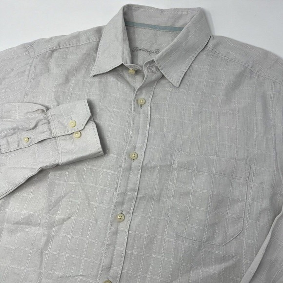 Tommy Bahama Shirt Men's Med Button Up‎ Long Sleeve 100% Linen Gray Casual - Picture 1 of 6